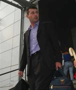 22 August 2001; Stephen Kenny, Longford Town manager, arrives in Sofia Airport. Longford Town play Litek Lovech tomorrow in the UEFA Cup Qualifying Round 2nd Leg. Soccer. Picture credit; Damien Eagers / SPORTSFILE *EDI*