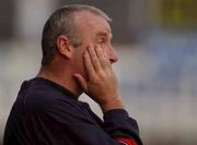 23 August 2001; Shelbourne manager Dermot Keely looks on after Brondby scored their second goal during the UEFA Cup First Qualifying Round 2nd leg match between Shelbourne and Brondby at Tolka Park in Dublin. Photo by David Maher/Sportsfile