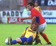 23 August 2001; Brian Byrne of Shelbourne during the UEFA Cup First Qualifying Round 2nd leg match between Shelbourne and Brondby at Tolka Park in Dublin. Photo by Brian Lawless/Sportsfile