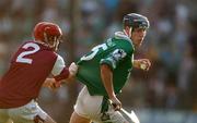 25 August 2001; Mark Keane, Limerick is tackled by Galway's  Brian Mahoney. Limerick v Galway, All Ireland U21 Hurling Semi Final, Cusack Park, Ennis, Co. Clare. Picture credit; Matt Browne / SPORTSFILE *EDI*