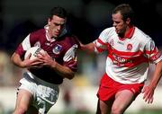 26 August 2001; Padraig Joyce of Galway in action against Kevin McCloy of Derry during the Bank of Ireland All-Ireland Senior Football Championship Semi-Final match between Galway and Derry at Croke Park in Dublin. Photo by Brendan Moran/Sportsfile