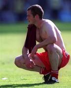 26 August 2001; A dejected Kevin McCloy of Derry following the Bank of Ireland All-Ireland Senior Football Championship Semi-Final match between Galway and Derry at Croke Park in Dublin. Photo by Ray McManus/Sportsfile