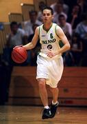 25 August 2001; Adrian Fulton of Ireland during the European Basketball Championships Qualifier match between Ireland and Switzerland at the National Basketball Arena in Tallaght, Dublin. Photo by Brendan Moran/Sportsfile