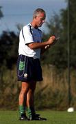 27 August 2001; Republic of Ireland manager Mick McCarthy during a Republic of Ireland training session at the AUL Grounds in Clonshaugh, Dublin. Photo by Damien Eagers/Sportsfile