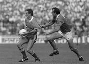 24 August 1986; Kerry's Denis &quot;Ogie&quot; Moran in action against Meath's Mick Lyons during the All-Ireland Senior Football Championship Semi-Final match between Meath and Kerry at Croke Park in Dublin. Photo by Ray McManus/Sportsfile
