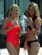 29 August 2001; Jennifer Langan and Roberta Rawatt at the announcement of details of next Saturday's Toyota Liffey Swim. The race, men 12.30 and women 1.30, will start at Aaron Quay and finish at Custom House Quay. Photo by Ray McManus/Sportsfile