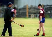 29 August 2001; Galway selector John Connolly speaks to captain Liam Hodgins during a Galway hurling press night at Pearse Stadium ahead of the Guinness All-Ireland Senior Hurling Championship Final. Photo by Matt Browne/Sportsfile
