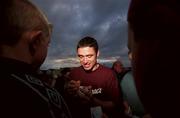 29 August 2001; Galway's Alan Kerins signs autographs for supporters during a Galway hurling press night at Pearse Stadium ahead of the Guinness All-Ireland Senior Hurling Championship Final. Photo by Matt Browne/Sportsfile