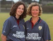 29 August 2001; Galway chartered physiotherapists Sharon Morris, left, and Mary Walsh pose for a portrait during a Galway hurling press night at Pearse Stadium ahead of the Guinness All-Ireland Senior Hurling Championship Final. Photo by Matt Browne/Sportsfile