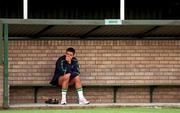 30 August 2001; Ian Harte sits out the training on a bench during a Republic of Ireland training session at John Hyland Park in Baldonnell, Dublin. Photo by Aoife Rice/Sportsfile