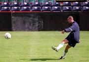 31 August 2001; Republic of Ireland captain Roy Keane during a Republic of Ireland training session at Lansdowne Road in Dublin. Photo by Brendan Moran/Sportsfile