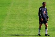 31 August 2001; Republic of Ireland captain Roy Keane during a Republic of Ireland training session at Lansdowne Road in Dublin. Photo by Brendan Moran/Sportsfile