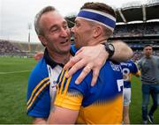 14 August 2016; Tipperary's Pádraic Maher and manager Michael Ryan celebrate after the GAA Hurling All-Ireland Senior Championship Semi-Final game between Galway and Tipperary at Croke Park, Dublin. Photo by Ray McManus/Sportsfile