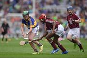 14 August 2016; Alicia Olaniran, Scoil Iosaf NS, Castlemartyn, Cork, representing Galway in action against Emma Byrne, Scoil Bhride, Cannistown, Navan, Co Meath, representing Tipperary during the INTO Cumann na mBunscol GAA Respect Exhibition Go Games at the GAA Hurling All-Ireland Senior Championship Semi-Final game between Galway and Tipperary at Croke Park, Dublin. Photo by Ray McManus/Sportsfile