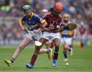 14 August 2016; Alicia Olaniran, Scoil Iosaf NS, Castlemartyn, Cork, representing Galway in action against Emma Byrne, Scoil Bhride, Cannistown, Navan, Co Meath, representing Tipperary during the INTO Cumann na mBunscol GAA Respect Exhibition Go Games at the GAA Hurling All-Ireland Senior Championship Semi-Final game between Galway and Tipperary at Croke Park, Dublin. Photo by Ray McManus/Sportsfile