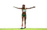14 August 2016; Ana Dulce Felix of Portugal approached the finish line during the Women's Marathon during the 2016 Rio Summer Olympic Games in Rio de Janeiro, Brazil. Photo by Stephen McCarthy/Sportsfile