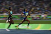 14 August 2016; Allyson Felix of USA  wins the Women's 400m semi-final ahead of Shaunae Miller of Bahamas in the Olympic Stadium during the 2016 Rio Summer Olympic Games in Rio de Janeiro, Brazil. Photo by Brendan Moran/Sportsfile