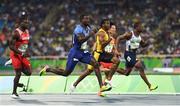 14 August 2016; Justin Gatlin of USA leads Yohan Blake of Jamaica during the Men's 100m semi-final at the Olympic Stadium during the 2016 Rio Summer Olympic Games in Rio de Janeiro, Brazil. Photo by Brendan Moran/Sportsfile