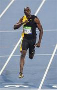 14 August 2016; Usain Bolt of Jamaica celebrates winning the Men's 100m final at the Olympic Stadium during the 2016 Rio Summer Olympic Games in Rio de Janeiro, Brazil. Photo by Ramsey Cardy/Sportsfile