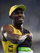 14 August 2016; Usain Bolt of Jamaica celebrates winning the Men's 100m final at the Olympic Stadium during the 2016 Rio Summer Olympic Games in Rio de Janeiro, Brazil. Photo by Brendan Moran/Sportsfile