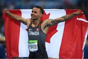 14 August 2016; Andre de Grasse of Canada after finishing third in the Men's 100m final at the Olympic Stadium during the 2016 Rio Summer Olympic Games in Rio de Janeiro, Brazil. Photo by Stephen McCarthy/Sportsfile