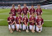 14 August 2016; The Galway hurling team of, back row, from left, Conor Jordan, Tynagh NS, Loughrea, representing Galway, Greg McEnaney, St Patrick's SNS, Skerries, Dublin, representing Galway, Peter O'Connell, St Patrick's, Ballinamore, Leitrim, representing Galway, Deaglán Ó hArragáin, Gaelscoil Na Cruaiche, Westport, Mayo, representing Galway, and Joshua Ó Droighneáin, Scoil Éinne, An Spidéal, Galway, representing Galway. Front row, from left, Seán Withycombe, St Mochulla's NS, Tulla, Clare, representing Galway, Ronan Fallon, Claremorris BNS, Claremorris, Mayo, representing Galway, Patrick Fallon, Runnamoate NS, Ballinaheglish, Roscommon, representing Galway, Riley Mac Thomáis, Scoil Chrónáin, Rathcoole, Dublin, representing Galway, and Mark O'Donoghue, Glenville NS Glenville, Cork, representing Galway, ahead of the INTO Cumann na mBunscol GAA Respect Exhibition Go Games at the GAA Hurling All-Ireland Senior Championship Semi-Final game between Galway and Tipperary at Croke Park, Dublin. Photo by Piaras Ó Mídheach/Sportsfile