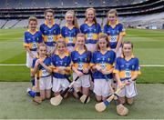 14 August 2016; The Tipperary camogie team of, back row, from left, Bronagh Smyth, St Patrick's PS, Derrygonnelly, Fermanagh, representing Tipperary, Rebecca Kelly, Ballinkillen NS, Bagenalstown, Carlow, representing Tipperary, Kim Doyle, Myshall NS, Myshall, Carlow, representing Tipperary, Emma Byrne, Scoil Bhríde, Cannistown, Navan, Meath, representing Tipperary and Alice Maher, Dunkerrin, Birr, Offaly, representing Tipperary. Front row, from left, Rhianne McGuinness, St Columban's PS, Belcoo, Fermanagh, representing Tipperary, Cara Reilly, Kilnaleck NS, Kilnaleck, Cavan, representing Tipperary, Hannah Fitzsimons, Crosskeys NS, Crosskeys, Cavan, representing Tipperary, Grace Ní Chongaile, Gaelscoil na Bóinne, Trim, Meath, representing Tipperary and Saoirse Keating, Sisters of Charity, Clonmel, Tipperary, representing Tipperary, ahead of the INTO Cumann na mBunscol GAA Respect Exhibition Go Games at the GAA Hurling All-Ireland Senior Championship Semi-Final game between Galway and Tipperary at Croke Park, Dublin. Photo by Piaras Ó Mídheach/Sportsfile