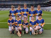 14 August 2016; The Tipperary hurling team, back row, from left, Seán McGrath, Scoil Bhríde, Barn Road, Dunlee, Louth, representing Tipperary, Eoghan Stack, Ballybrown NS, Clarina, Limerick, representing Tipperary, Kevin Maher, Lisnakella, Oola, Co. Limerick, representing Tipperary, Joseph Fitzgerald, Golden NS Cashel, Tipperary, representing Tipperary, and Austin Ó Braonain, Gaile NS, Holycross, Thurles, representing Tipperary. Front row, from left, Pearse Sweeney, Portaferry, Co Down, representing Tipperary, Tiarnan Gallagher, St Mary's PS Killesher, Enniskillen, Fermanagh, representing Tipperary, William Cash, St Colmcille's, Templemore, Tipperary, representing Tipperary, Conor Cunningham, Castleblayney BNS, Monaghan, representing Tipperary, and Liam Farrell, St Brigid's, Tirkane Road, Maghera, Derry, representing Tipperary, ahead of the INTO Cumann na mBunscol GAA Respect Exhibition Go Games at the GAA Hurling All-Ireland Senior Championship Semi-Final game between Galway and Tipperary at Croke Park, Dublin. Photo by Piaras Ó Mídheach/Sportsfile