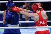 15 August 2016; Katie Taylor, right, of Ireland in action against Mira Potkonen of Finland during their Lightweight quarter-final bout in the Riocentro Pavillion 6 Arena, Barra da Tijuca, during the 2016 Rio Summer Olympic Games in Rio de Janeiro, Brazil. Photo by Ramsey Cardy/Sportsfile