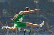 15 August 2016; Thomas Barr of Ireland in action during round 1 of the Men's 400m Hurdles in the Olympic Stadium during the 2016 Rio Summer Olympic Games in Rio de Janeiro, Brazil. Photo by Brendan Moran/Sportsfile