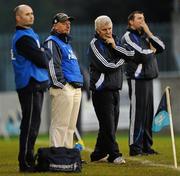 31 October 2010; St Vincent's manager Shay Flemming, second from left, and his backroom staff watch on during the final moments of the game. Dublin County Senior Hurling Championship Final, Ballyboden St Enda's v St Vincent's, Parnell Park, Dublin. Picture credit: Stephen McCarthy / SPORTSFILE