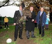 5 November 2010; An Taoiseach Brian Cowen described the €20m development of Parnells’ GAA club in Coolock north Dublin as a wonderful example of a forward thinking GAA club, a school and a local community working together to build a brighter future. The €20M development includes 3 floodlit pitches, 2 all weather, a fully equipped gym, a sports therapy centre as well as a new modern clubhouse with a flexible function room facility. At the official sod turning ceremony with An Taoiseach Brian Cowen is Frank Gleeson, Chairman of Parnells' GAA Club, left, and Minister of State Sean Haughey T.D, right. Parnells GAA Club, Coolock Village, Coolock, Co. Dublin. Picture credit: Brian Lawless / SPORTSFILE