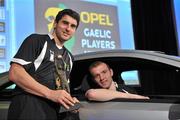 5 November 2010; OPEL GPA Footballer of the Year Bernard Brogan, left, of Dublin, with OPEL GPA Hurler of the Year Lar Corbett, of Tipperary, at the 2010 Opel Gaelic Players Association Gala Awards for hurling and football. Citywest Hotel, Saggart, Co. Dublin. Picture credit: Brendan Moran / SPORTSFILE