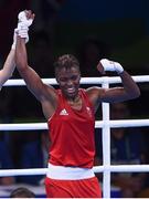 16 August 2016; Nicola Adams of Great Britain is declared victorious over Tetyana Kob of Ukraine during their Women's Flyweight Quarterfinal bout at the Riocentro Pavillion 6 Arena during the 2016 Rio Summer Olympic Games in Rio de Janeiro, Brazil. Photo by Stephen McCarthy/Sportsfile