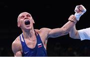 16 August 2016; Vladimir Nikitin of Russia celebrates following his Bantamweight Quarter Final bout victory over Michael Conlan of Ireland at the Riocentro Pavillion 6 Arena during the 2016 Rio Summer Olympic Games in Rio de Janeiro, Brazil. Photo by Stephen McCarthy/Sportsfile