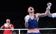 16 August 2016; Vladimir Nikitin of Russia celebrates following his Bantamweight Quarter Final bout victory over Michael Conlan of Ireland at the Riocentro Pavillion 6 Arena during the 2016 Rio Summer Olympic Games in Rio de Janeiro, Brazil. Photo by Stephen McCarthy/Sportsfile