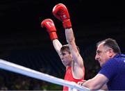 16 August 2016; Michael Conlan of Ireland ahead of his fight with Vladimir Nikitin of Russia in the Bantamweight Quarterfinal bout at the Riocentro Pavillion 6 Arena during the 2016 Rio Summer Olympic Games in Rio de Janeiro, Brazil. Photo by Stephen McCarthy/Sportsfile