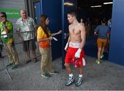 16 August 2016; Michael Conlan of Ireland following his Bantamweight quarter final bout with Vladimir Nikitin of Russia at the Riocentro Pavillion 6 Arena during the 2016 Rio Summer Olympic Games in Rio de Janeiro, Brazil. Photo by Stephen McCarthy/Sportsfile