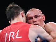 16 August 2016; Vladimir Nikitin of Russia, right, exchanges punches with Michael Conlan of Ireland during their Bantamweight Quarterfinal bout at the Riocentro Pavillion 6 Arena during the 2016 Rio Summer Olympic Games in Rio de Janeiro, Brazil. Photo by Stephen McCarthy/Sportsfile