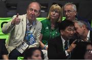 16 August 2016; Minister for Sport Shane Ross, left, Ruth Buchanan and John Treacy, CEO, Sport Ireland, during the Bantamweight quarter final bout between Michael Conlan of Ireland and Vladimir Nikitin of Russia at the Riocentro Pavillion 6 Arena during the 2016 Rio Summer Olympic Games in Rio de Janeiro, Brazil. Photo by Stephen McCarthy/Sportsfile Photo by Stephen McCarthy/Sportsfile