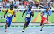 16 August 2016; Ramon Gittens, left, of Barbados and Justin Gatlin of USA in action during the Men's 200m Round 1 at the Olympic Stadium during the 2016 Rio Summer Olympic Games in Rio de Janeiro, Brazil. Photo by Ramsey Cardy/Sportsfile