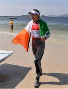 16 August 2016; Annalise Murphy of Ireland celebrates after winning silver following the Women's Laser Radial Medal race on the Pão de Açúcar course, Copacabana, during the 2016 Rio Summer Olympic Games in Rio de Janeiro, Brazil. Photo by Brendan Moran/Sportsfile