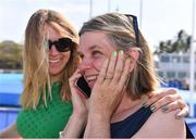 16 August 2016; Annalise Murphys sister Claudine, left, and mother Cathy MacAleavey, celebrate after Annalise won a silver medal in the Women's Laser Radial Medal race on the Pão de Açúcar course, Copacabana, during the 2016 Rio Summer Olympic Games in Rio de Janeiro, Brazil. Photo by Brendan Moran/Sportsfile