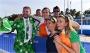 16 August 2016; Annalise Murphy of Ireland celebrates with her brother Finn, mother Cathy MacAleavey and sister Claudine after winning a silver medal in the Women's Laser Radial Medal race on the Pão de Açúcar course, Copacabana, during the 2016 Rio Summer Olympic Games in Rio de Janeiro, Brazil. Photo by Brendan Moran/Sportsfile