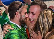 16 August 2016; Annalise Murphy of Ireland celebrates with her brother Finn after winning a silver medal in the Women's Laser Radial Medal race on the Pão de Açúcar course, Copacabana, during the 2016 Rio Summer Olympic Games in Rio de Janeiro, Brazil. Photo by Brendan Moran/Sportsfile
