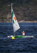 16 August 2016; Annalise Murphy of Ireland celebrates winning silver in the Women's Laser Radial Medal race on the Pão de Açúcar course, Copacabana, during the 2016 Rio Summer Olympic Games in Rio de Janeiro, Brazil. Photo by Brendan Moran/Sportsfile