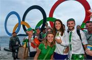 16 August 2016; Annalise Murphy of Ireland celebrates with her sister Claudine and brother Finn and after winning a silver medal in the Women's Laser Radial Medal race on the Pão de Açúcar course, Copacabana, during the 2016 Rio Summer Olympic Games in Rio de Janeiro, Brazil. Photo by Brendan Moran/Sportsfile