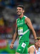 16 August 2016; Thomas Barr of Ireland celebrates winning the Men's 400m Semi-Final at the Olympic Stadium during the 2016 Rio Summer Olympic Games in Rio de Janeiro, Brazil. Photo by Ramsey Cardy/Sportsfile
