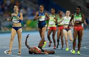 16 August 2016; Faith Chepngetich Kipyegon, bottom centre, of Kenya celebrates winning the Women's 1500m Final at the Olympic Stadium during the 2016 Rio Summer Olympic Games in Rio de Janeiro, Brazil. Photo by Ramsey Cardy/Sportsfile