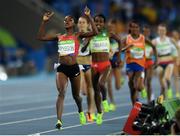 16 August 2016; Faith Chepngetich Kipyegon of Kenya celebrates winning the Women's 1500m Final at the Olympic Stadium during the 2016 Rio Summer Olympic Games in Rio de Janeiro, Brazil. Photo by Ramsey Cardy/Sportsfile